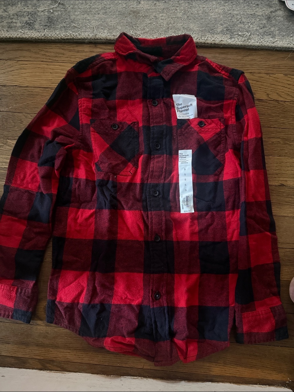 Kohl's Red and Black Buffalo Plaid Button-Down Shirt